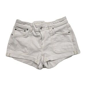 Shorts Cuffed Denim Cotton Stretch American Eagle Womens 00 White Casual Mom